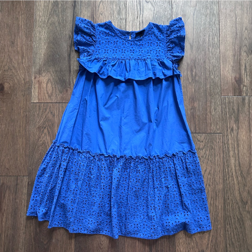 Who What Wear Blue Eyelet Dress